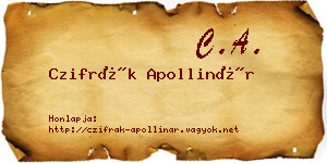 Czifrák Apollinár névjegykártya